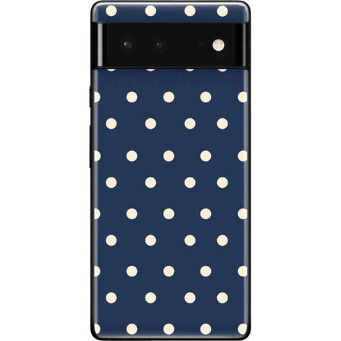 Blue and Cream Polka Dots Google Pixel 6 Skin